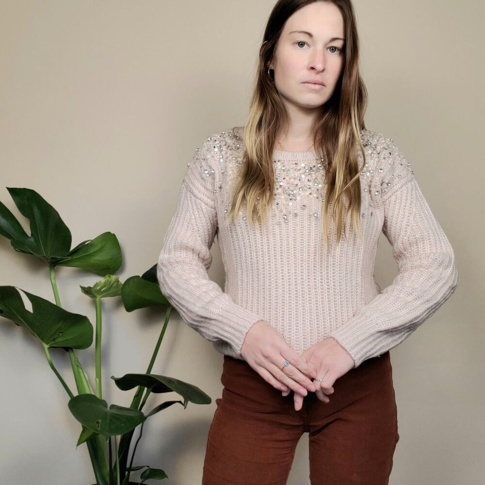 Topshop Embellished Sweater Blush Pink 0